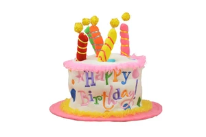 Adult Colorful Happy Birthday Velvet Cake Shaped Hat with Candles Party Decoration