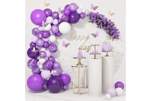 Hot Metal Purple Latex Balloons Butterfly Garland Arch Kit Party Props for Children's Birthday or Wedding Decoration