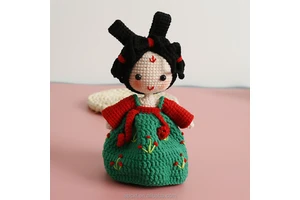 Finished Product Cute Animal Cartoon Creative Handmade Knitted Crochet Tang Palace Girl Doll Decorative Objects Easter Wedding