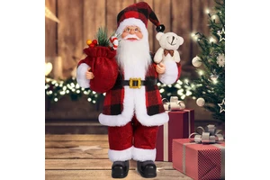 Ready to Ship 12inches Christmas Standing Santa Claus 30cm Xmas Ornaments Gifts Santa Claus Doll