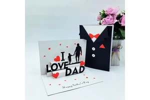 3D Father's Day Greeting Card My Best Dad Paper Carving Handmade Blessing Gift Creative Message Card Wholesale