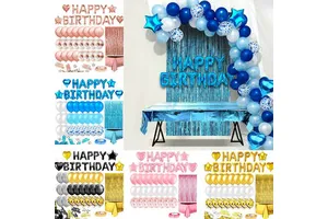 Rose Gold Disposable Party Decoration With Foil Balloon Curtain Adult Banner Tassel Latex Birthday Balloons Party Supplies