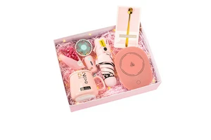 Shanqi Happy Birthday Mother's Day Gift Box Warm Cup Umbrella Fan Small Bouquet Greeting Cards-Unique Set for Men/Women