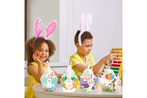New Product Easter Party Decoration Set Soft Rabbit Egg Figures for Kid's Cupcake Border Paper Insert Card Flag Factory