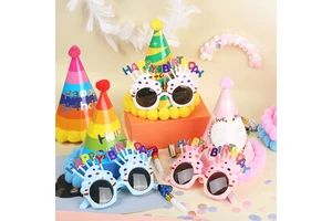 Colorful Birthday Hat Crown Funny Glasses Happy Birthday Party Supplies Photograph Props Kids Adult Paper Hat Funny Glasses