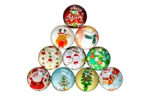 Christmas Fridge Magnet Home Decor 3D Domed clear Glass Acrylic Crystal Round Photo Magnetic Sticker in Refrigerator