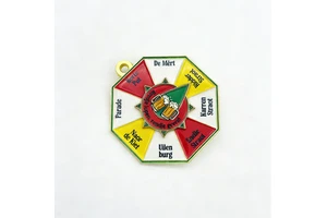 Octagonal Beer Mug Street Name Metal Medallion Dutch Carnival Souvenir Enamel Finish for Collection Gifts Festival Souvenirs