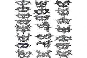 Masquerade Fun Lace Mask for Women Venetian Party Costume Halloween Carnival Fit for Adults Soft Black