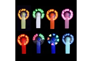 Portable LED Neon Glow Light Message Fan Halloween Party Summer Beach Travel Office Outdoor Personal Handheld Promotional Gift