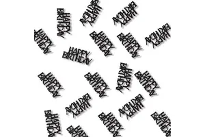 Black Happy Birthday Confetti for Table Decorations Cool Gothic Scatters Men's Party Supplies Adult Anniversary DIY Crafts