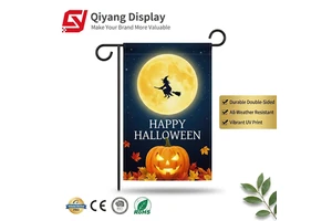 Halloween Garden Flag 12x18 Inch Single Sided Burlap Spooky Pumpkin Jack-O-Lantern Yard Flag Weather Resistant