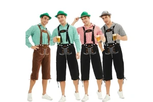 2Pcs/Set Adult Oktoberfest Lederhosen Costume Man Bavarian Octoberfest German Festival Beer Male Cosplay Halloween Party Costume