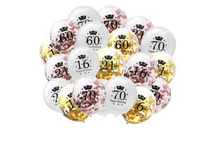 12inch Happy Birthday Number Crown Confetti Latex Balloon Anniversary Adult Birthday Party Decoration Balloon