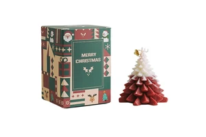 Flame Christmas Scented Candles Gift Box Combo Paraffin Wax with Snowman Moose Santa Claus for Holiday Use