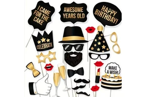 Wholesale 25-Piece Adult Birthday Photo Props - Creative & Funny Paper Mustache Props for Western Party