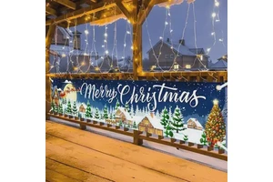 Large Custom Size Portable Merry Christmas & Happy New Year Theme Banner Party Decor