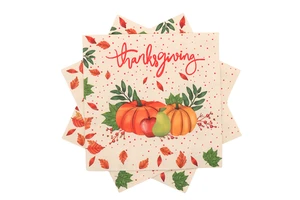 Donghui Thanksgiving Theme Facial Tissue 3 Ply Printed Napkins for Dinner Party Gathering Decor Printed Paper Napkins