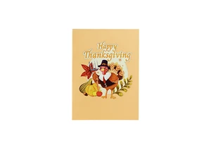 Wholesale Happy Thanksgiving Ver 2 Pop Up Greeting Card Handmade Autumn Harvest Turkey Theme Holiday Invitation Gift