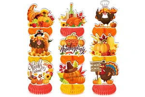 FW041 Thanksgiving Theme Honeycomb Paper Decorations Turkey Honeycomb Ornament Fall Festival Party Supplies