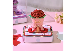 Valentine Day Gift 3D Memo Pad Custom Calendar Rose Flower With Light Note Pad Stationery Christmas Birthday Gift for Girlfriend