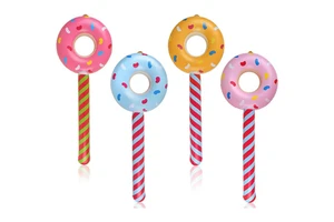 Wholesale Children's PVC Donut Inflatable Stick Toy Birthday Party Decoration Colorful Inflatable Lollipop