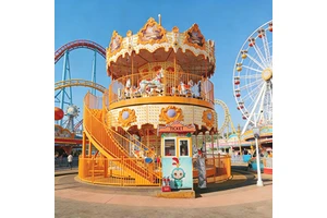 Luxury Double Decker Fiberglass Outdoor Carousel Merry-Go-Round Amusement Ride For Shopping Malls