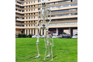 New Style Halloween Yard Decoration Spooky Creepy LED Blue Eyes Standing 10ft Giant Skeleton