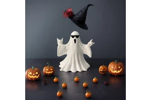 Halloween Hot Selling Cool Ghost with Glasses Staute Halloween Resin Decor Kids Resin Halloween Sculptures