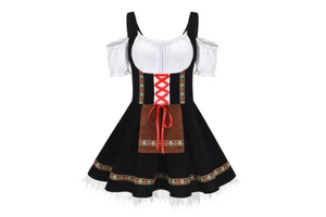 Lady Dirndl Oktoberfest Costume Bavarian National Pink Plaid Clubwear Cosplay Carnival Halloween Fancy Party Dress