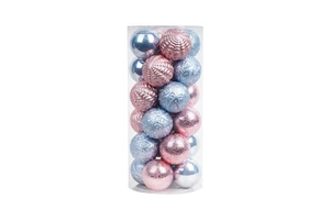China Factory Supply High End Luxury Party Hanging Products Custom pink Blue Glitter Christmas Bauble Ball Ornament with Design