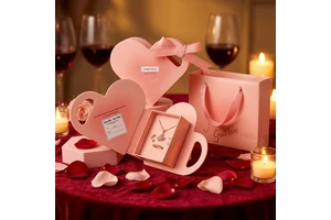 Custom Pink Heart Necklace Gift Box for Valentine's Day Portable Creative Birthday Holiday Jewelry Packaging Wholesale