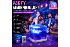 Lower MOQ Rechargeable Ocean Wave Projector Party Night Light RGB Water Ripple Atmosphere Lamp Remote Control for Decor Gifts