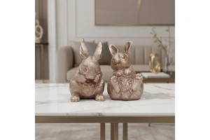 Easter Resin Rabbit Tabletop Ornament Transparent Gold Modern Spring Bunny Sculpture Customizable OEM