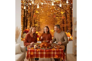 Custom Thanksgiving Happy Birthday Party Backdrop Fall Forest Photography Backdrop Kids Thanksgiving Birthday Party Decorations