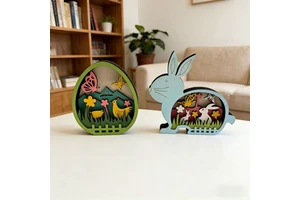 Cross-border Hot-selling Easter Wooden Colorful Eggs Craft Creative Spring Rabbit Egg Decoration Desktop Ornaments Model -005