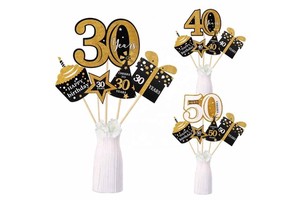 QIFU 30 40 50 Birthday Photo Booth Birthday Party Decorations Adult Photobooth Props 30th 40th 50th Birthday Party Supplies