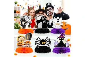 Halloween Party Thriller Skull Man Night Ghost Pumpkin Spider Web Paper Honeycomb Ball for Carnival Holiday Desktop Decor