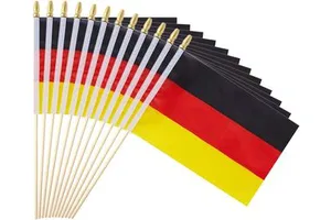 Shipping Fast Stock New Germany Stick Mini Small Wood Hand Held Double Printed Flag for Sport Parade Party Festival Decorations