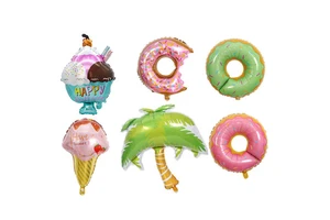 Summer Theme Party Ice Cream Donut Cone Foil Balloons Party Decoration Supplies Festival Party Setup Accessories