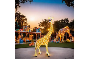 Toprex Decor's 2024 Production Wholesale Large Waterproof Light-Up Fiberglass Resin Giraffe Statue Art-Themed New Year Sculpture
