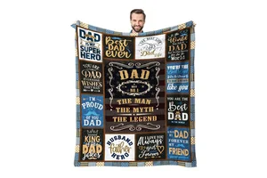Fathers Day Birthday Gifts Set Best Dad Ever Blanket From Daughter and Son Personalized Custom Funny Throw Blankets