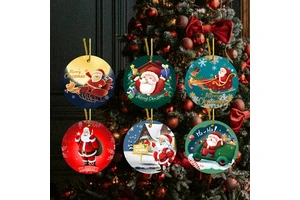 Christmas Gift Custom Double-Sided Any Color Ceramic Ornaments Decoration Blank Home Pendant Hanging Christmas Tree UV Printed