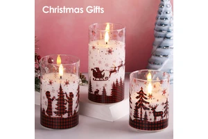 Mermei's Home Decoration Paraffin Wax Glass Christmas Candles Gift Set Christmas Flameless Led Candle