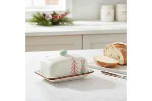 GESHENG Wholesale OEM Autumn Tree Embossed Ceramic Butter Dish / Bowl / Mug / Plate Thanksgiving Halloween Tableware Collection