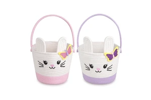 Custom Factory High Quality Esivon Brand Cute Cartoon Easter Rabbit Cotton Rope Baskets for Holiday Decorations Multiple Sizes