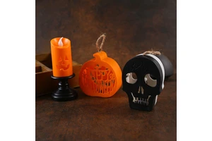 Recently Popular Halloween Portable Colorful Skeleton Candle Pumpkin Lantern for Home Party Decoration