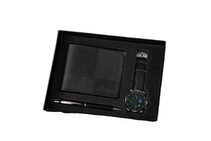 Business Gift Set of Three Stainless Steel Quartz Watch Wallet Pen Men New Year Luxury Executive Present Formal