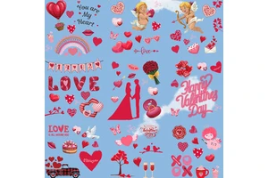 Valentines Day Gift 2023 Lovely 3D Window Clings Decorations Heart Supplies Anniversary Wedding Birthday Party Decorations