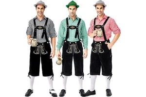 3Pcs/Set Adult Oktoberfest Lederhosen Costume Man Bavarian Octoberfest German Festival Beer Male Cosplay Halloween Party Costume