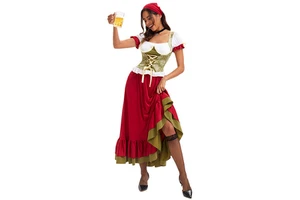 Women New Sexy Oktoberfest Farmer Maid Costume Octoberfest Bavarian Party Adult Women Oktoberfest Girl Skirt Long Dress